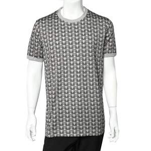 Pre Owned Dolce & Gabbana Grey Owl Printed Cotton Crewneck T-Shirt XXL