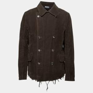 Pre Owned Dolce & Gabbana Dark Brown Cotton Double Breasted Jacket XL