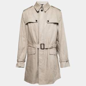 Dolce & Gabbana Sand Beige Cotton Belted Trench Coat 3XL