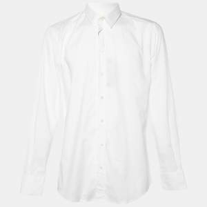 Pre Owned Dolce & Gabbana White Cotton Gold Fit Shirt L