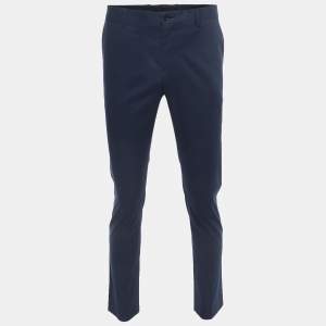 Dolce & Gabbana Navy Blue Cotton Tapered Trousers S