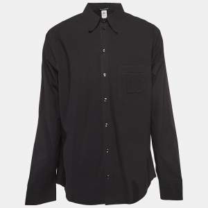 Dolce & Gabbana Black Cotton Blend Embossed Pocket Detail Shirt XL