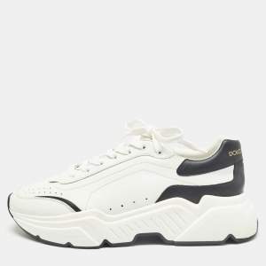 Pre Owned Dolce & Gabbana Black/White Leather Daymaster Sneakers Size 43