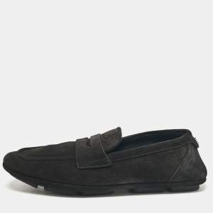 Dolce & Gabbana Black Suede Slip On Loafers Size 41