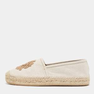 Dolce & Gabbana Beige Canvas Embroidered Slip On Espadrilles Size 40