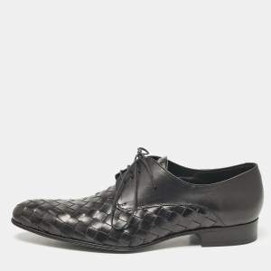 Dolce & Gabbana Black Intrecciato Leather Derby Oxford Size 43