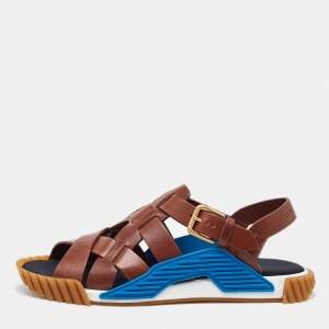Dolce & Gabbana Brown Leather Ns1 Buckle Sandals 