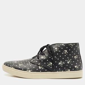 Dolce & Gabbana Black Coated Canvas Skeleton LDN High Top Sneakers Size 44