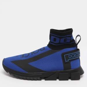 مملوكة مسبقًا Dolce & Gabbana Sorrento Size 42.5 Blue/Black Knit Fabric High Top Sneakers