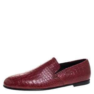 Dolce & Gabbana Red Crocodile Leather Smoking Slippers Size 44