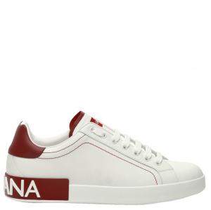 Pre Owned Dolce & Gabbana Brown/White Portofino Sneakers Size 40