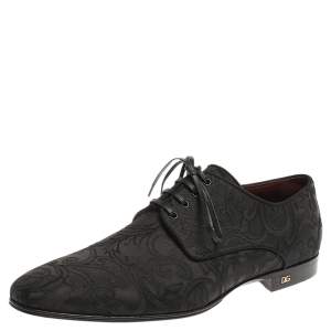 Dolce & Gabbana Black Lace Fabric Lace Up Oxfords Size 42