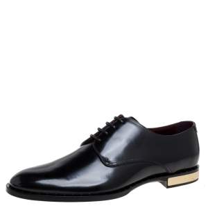 Dolce & Gabbana Black Leather Spazzolato Studded Derby Size 45