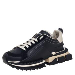 Pre Owned حذاء رياضي دولتشي أند غابانا سوبر كينغ سويدي أسود وجلد بعنق منخفض مقاس 44