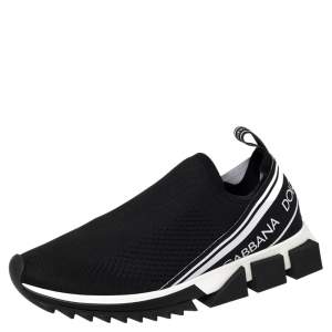 Pre Owned حذاء رياضي دولتشي أند غابانا سورينتو قماش تريكو أسود سليب أون مقاس 41.5