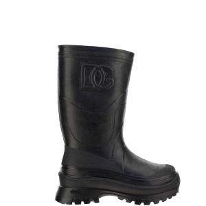 Dolce & Gabbana Black Metallic Rubber DG Boots Size IT 43 