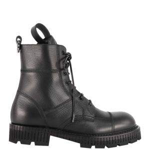 Dolce & Gabbana Black Leather Cowhide Laced Up Boot Size IT 43