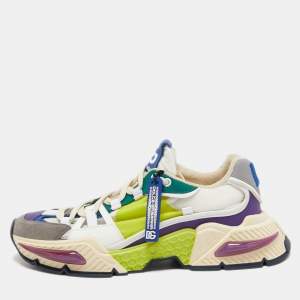 Pre Owned Dolce & Gabbana Multicolor Nylon and Leather Bassa Sneakers Size 44