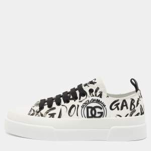 Pre Owned Dolce & Gabbana White/Black Canvas Portofino Sneakers Size 40