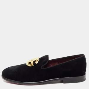 Dolce & Gabbana Black Velvet DG Logo Smoking Slippers Size 41