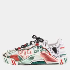 Dolce & Gabbana Multicolor Canvas and Fabric Graffiti Print Ns1 Low Top Sneakers Size 40