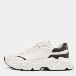 Dolce & Gabbana White Leather Miami Logo Low Top Sneakers Size 41