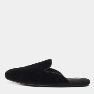 Dolce & Gabbana Black Velvet Slip On Mules Size 42 