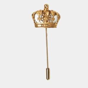 Pre Owned Dolce & Gabbana Crown Gold Tone Brooch