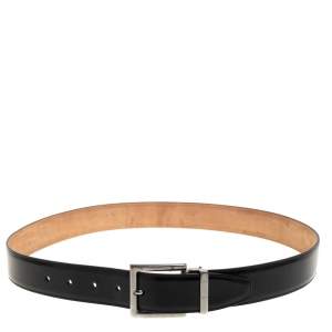Pre Owned Dolce & Gabbana Black Glossy Leather Classic Belt 90CM