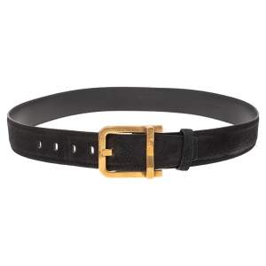 Pre Owned Dolce & Gabbana Black Suede Buckle Belt 100CM