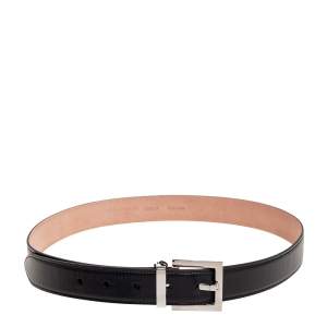 Pre Owned Dolce & Gabbana Black Glossy Leather Belt 90CM