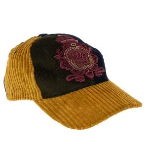 Dolce & Gabbana Multicolor Logo Embroidered Corduroy Baseball Cap
