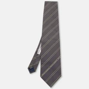 Dolce & Gabbana Grey Striped Silk Tie