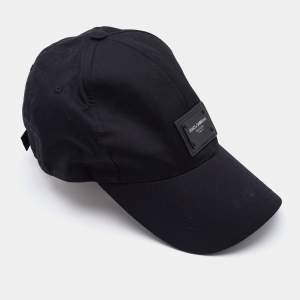 Dolce & Gabbana Black Cotton Logo Plaque Baseball Cap 57