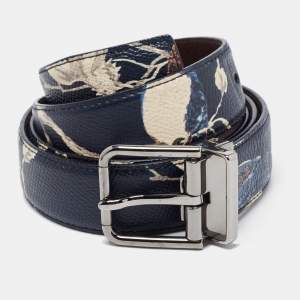 Dolce & Gabbana Mulitcolor Floral Printed Leather Buckle Belt 100CM