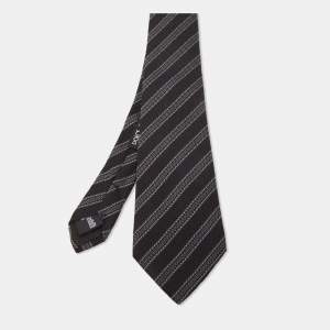 Dolce & Gabbana Black Diagonal Striped Silk Tie