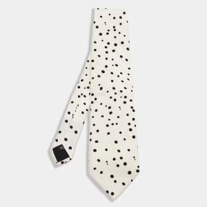 Dolce & Gabbana White Dot Printed Silk Satin Tie