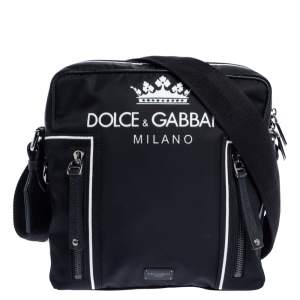 Dolce & Gabbana Black Nylon and Leather Messenger Bag