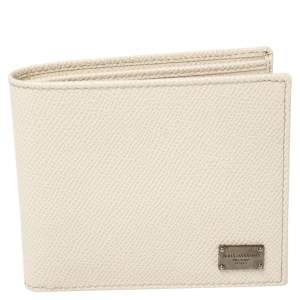 Dolce & Gabbana Off White Leather Bifold Wallet 