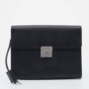 Dolce & Gabbana Black Dauphine Leather Flap Pouch