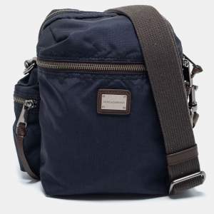 Dolce & Gabbana Navy Blue Nylon and Leather Messenger Bag