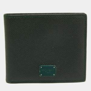 Dolce & Gabbana Dark Green Leather Bifold Wallet