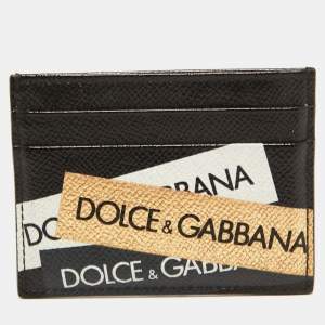 Dolce & Gabbana Black Logo Print Leather Card Holder