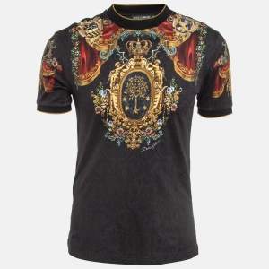 Pre Owned Dolce & Gabbana Black Printed Cotton Jersey T-Shirt S