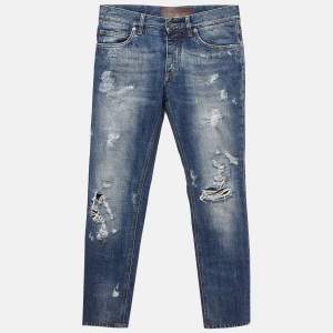 Pre Owned Dolce & Gabbana Blue Distressed Denim Jeans S Waist 30"