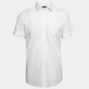 Pre Owned Dolce & Gabbana White Poplin Short Sleeves Shirt XL
