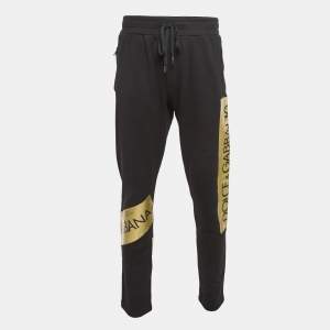 Dolce & Gabbana Black Printed Cotton Track Pants L