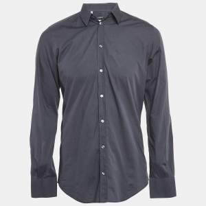 Pre Owned Dolce & Gabbana Blue Cotton Button Front Shirt M