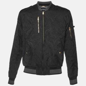 Dolce & Gabbana Black Jacquard Zip Up Bomber Jacket XXL