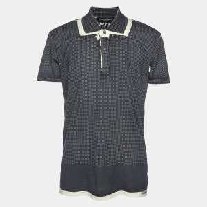 Pre Owned Dolce & Gabbana Blue/White Polka Dot Print T-Shirt M